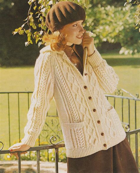 Sizes include girls from age 5 (24" chest) up to ladies 40-42" chest. . Vintage aran knitting patterns